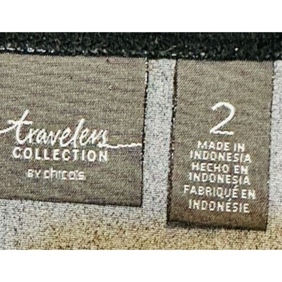 Chicos Travelers Women Size 2 (L) 3/4 Sheer Sleeve Paisley Top Boho Whimsigoth - Picture 8 of 10